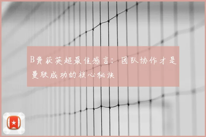 B费获英超最佳感言：团队协作才是曼联成功的核心秘诀